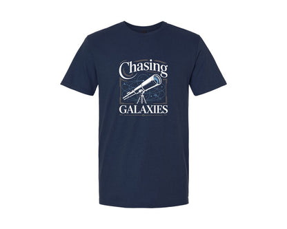 brand:Generic|color:Navy|Chasing Galaxies Telescope Design Graphic T-Shirt