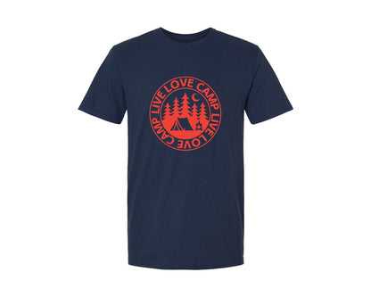 brand:Generic|color:Navy|Vintage Circular Camping Badge T Shirt Graphic T-Shirt