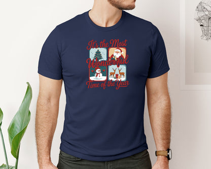 brand:Bella Canvas|color:Navy|Wonderful Christmas Quote Graphic T-Shirt