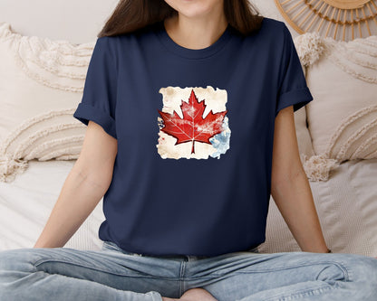 brand:Bella Canvas|color:Navy|Canada Day Canadian Flag Leaf Graphic T-Shirt
