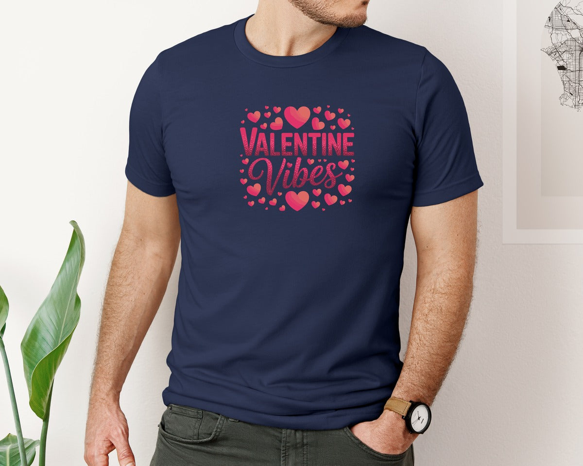brand:Bella Canvas|color:Navy|Valentine Vibes Valentines Day 2 Graphic T-Shirt