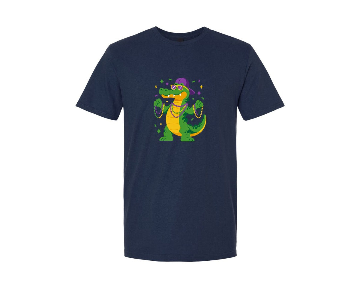 brand:Generic|color:Navy|Mardi Gras Alligator 9 Graphic T-Shirt