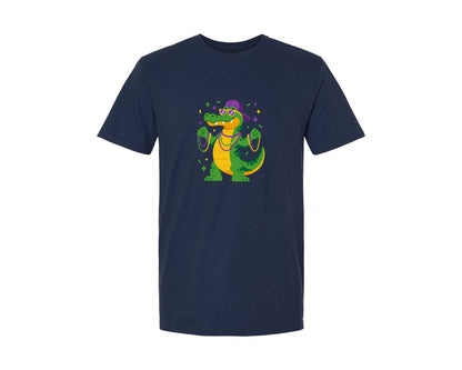 brand:Generic|color:Navy|Mardi Gras Alligator 9 Graphic T-Shirt