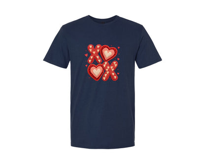 brand:Generic|color:Navy|Latch Hook Yarn Crochet Xoxo Graphic T-Shirt