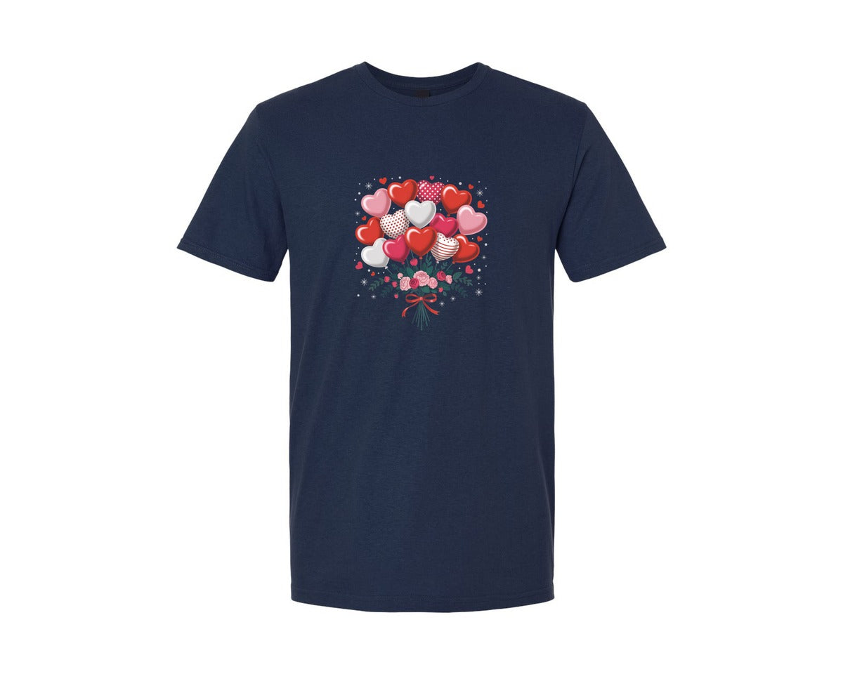 brand:Generic|color:Navy|Heart Balloon Bouquet 2 Graphic T-Shirt