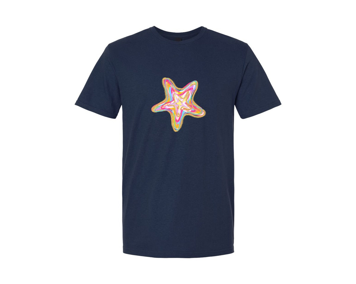 brand:Generic|color:Navy|Preppy Summer Starfish Graphic T-Shirt