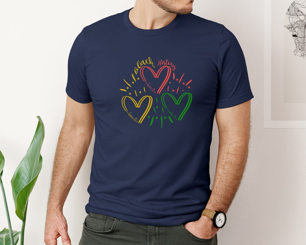 brand:Bella Canvas|color:Navy|Black History Month Svgblack History Graphic T-Shirt