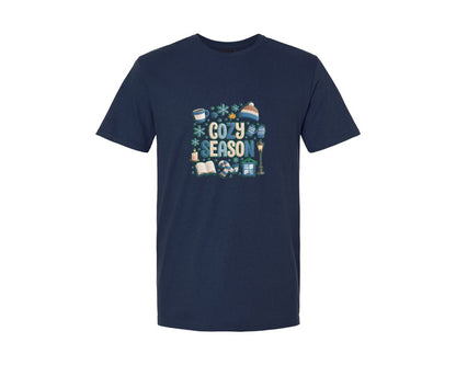 brand:Generic|color:Navy|Faux Yarn Cozy Season Winter Preppy 2 Graphic T-Shirt