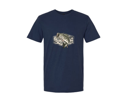 brand:Generic|color:Navy|Camo Bass Fishing Desi Graphic T-Shirt