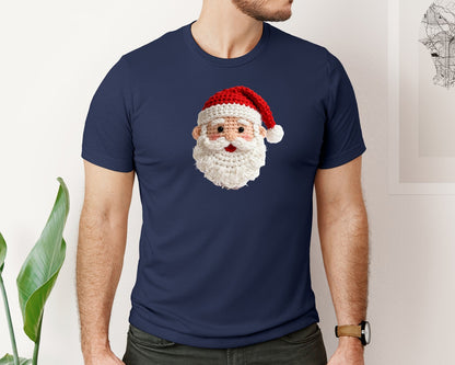 brand:Bella Canvas|color:Navy|Crochet Yarn Santa Shirt Design Graphic T-Shirt