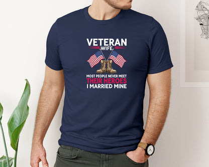 brand:Bella Canvas|color:Navy|Veteran Wife Heroes T Shirt Graphic T-Shirt