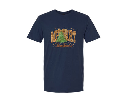 brand:Generic|color:Navy|Leopard Print Merry Christmas 2 Graphic T-Shirt
