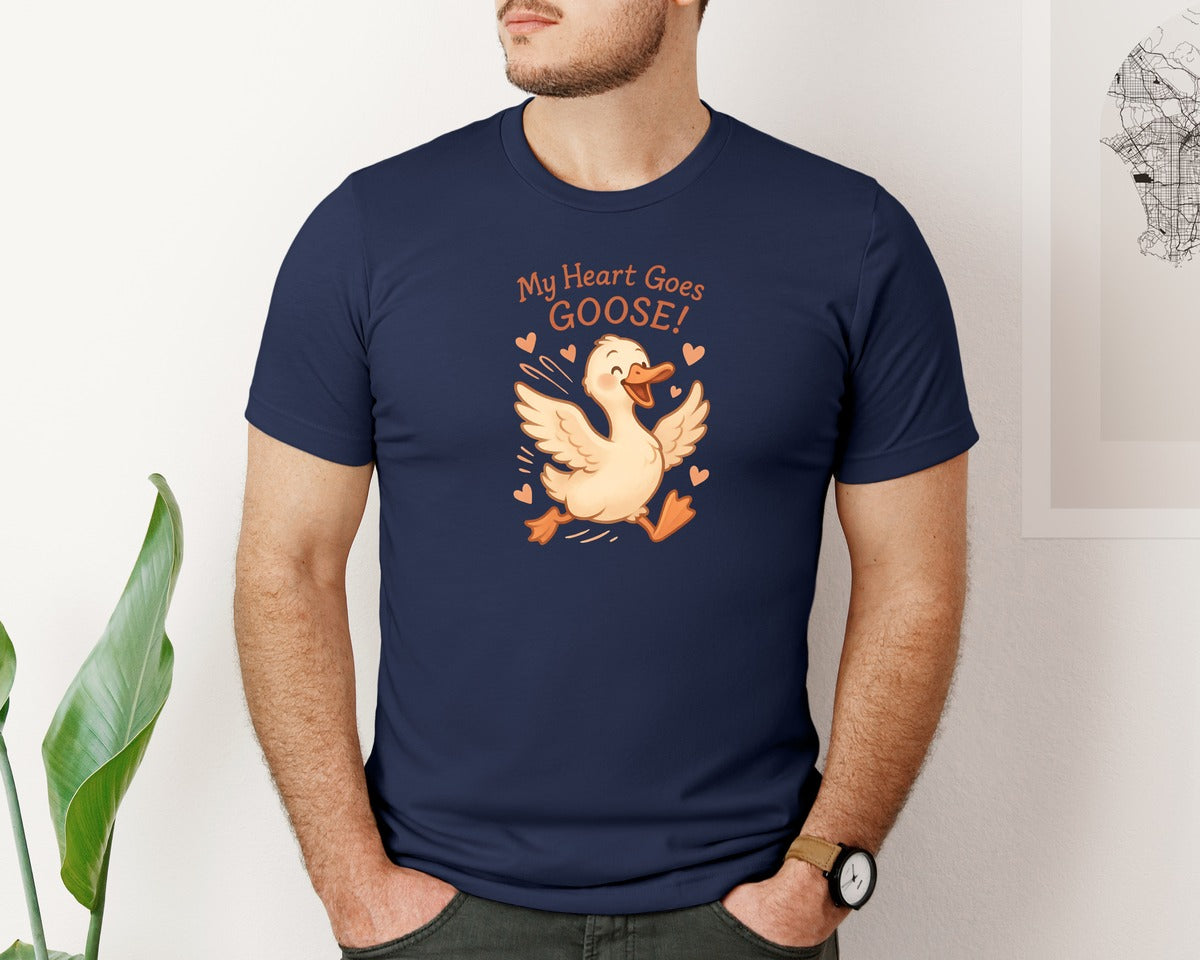 brand:Bella Canvas|color:Navy|Valentine Goose Graphic T-Shirt
