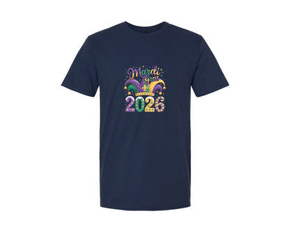brand:Generic|color:Navy|Mardi Gras 2026 Jester Graphic T-Shirt
