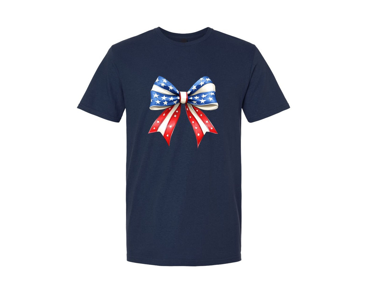 brand:Generic|color:Navy|4Th Of July Bow Design T Shirt 7 Graphic T-Shirt