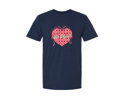 brand:Generic|color:Navy|Be Mine Coquette Bow Heart Valentine Graphic T-Shirt