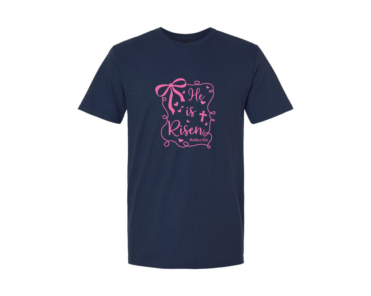 brand:Generic|color:Navy|He Is Risen Pngeaster Svgchristian Graphic T-Shirt