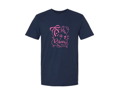 brand:Generic|color:Navy|He Is Risen Pngeaster Svgchristian Graphic T-Shirt