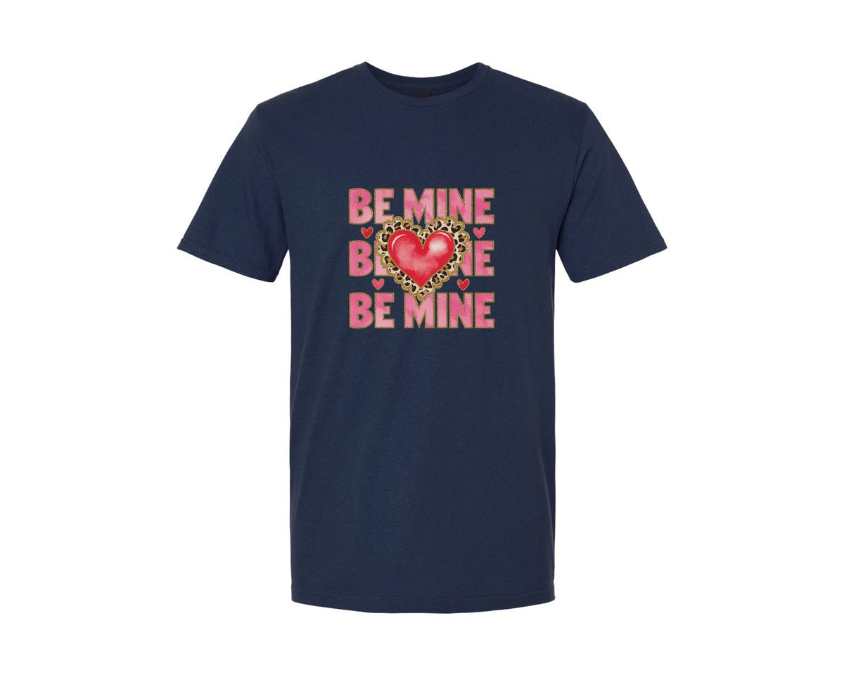 brand:Generic|color:Navy|Be Mine Leopard Love Heart Graphic T-Shirt