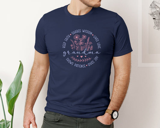 Grandmas Mothers Day Flower Graphic T-Shirt