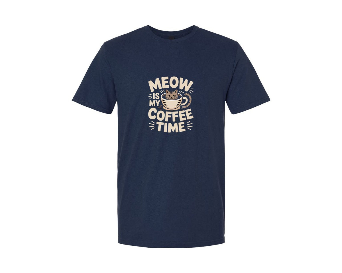brand:Generic|color:Navy|Meow Is Coffee Time T Shirt Design Graphic T-Shirt