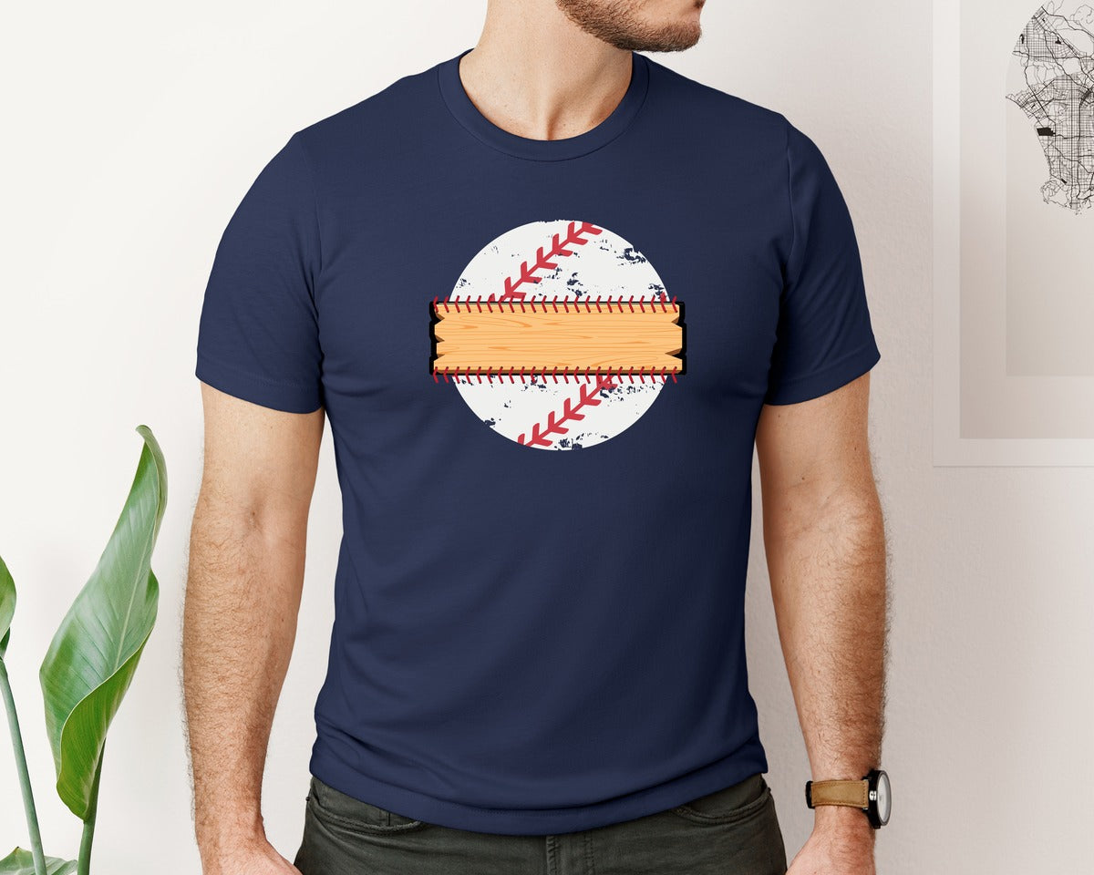 brand:Bella Canvas|color:Navy|Split Baseball Baseball Mom Graphic T-Shirt