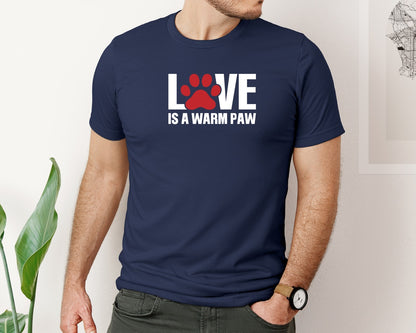 brand:Bella Canvas|color:Navy|Love Is A Warm Paw Dog Mom Tshirt Graphic T-Shirt