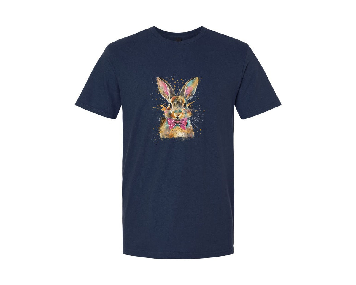 brand:Generic|color:Navy|Coquette Bunny Bow Easter Glitter P Graphic T-Shirt