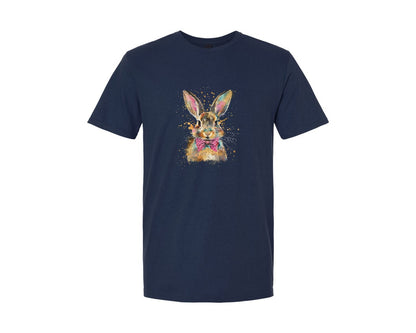 brand:Generic|color:Navy|Coquette Bunny Bow Easter Glitter P Graphic T-Shirt