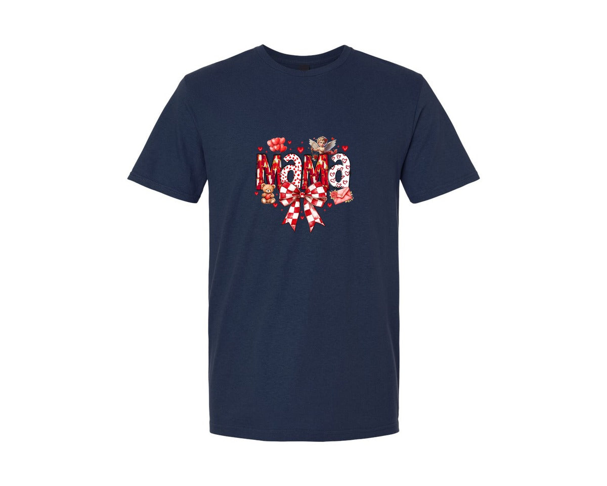 brand:Generic|color:Navy|Mama Valentine Coquette Bow Graphic T-Shirt