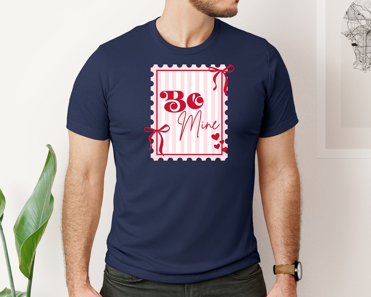 brand:Bella Canvas|color:Navy|Coquette Valentines Postage Stamp Graphic T-Shirt