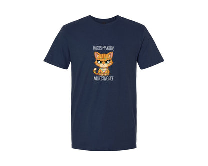 brand:Generic|color:Navy|Grumpy Festive Cat Graphic T-Shirt