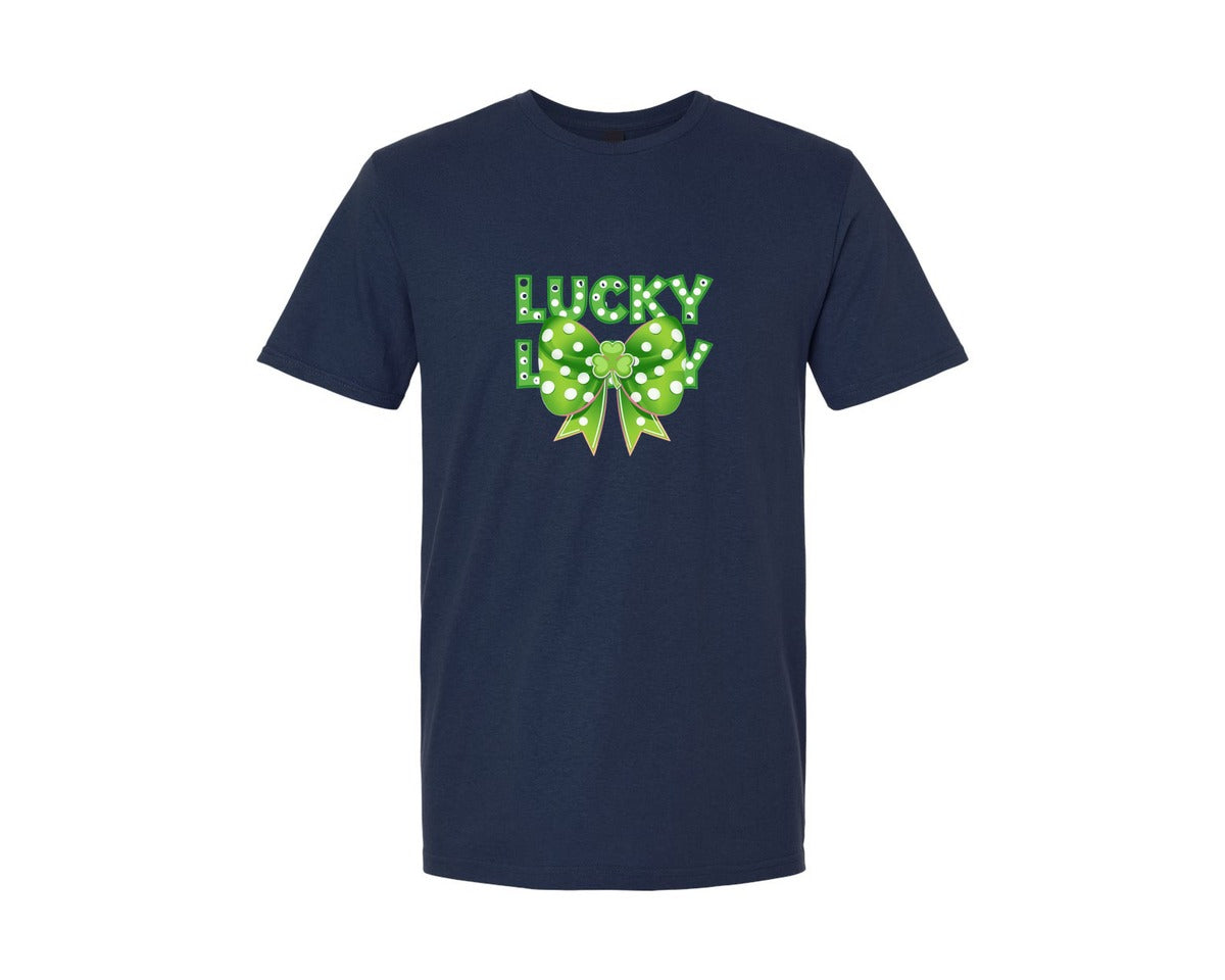 brand:Generic|color:Navy|Coquette Lucky Bow St Patricks Day 4 Graphic T-Shirt