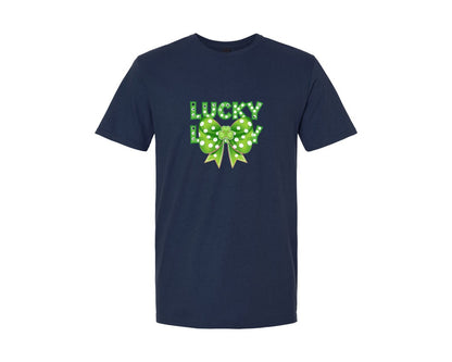brand:Generic|color:Navy|Coquette Lucky Bow St Patricks Day 4 Graphic T-Shirt
