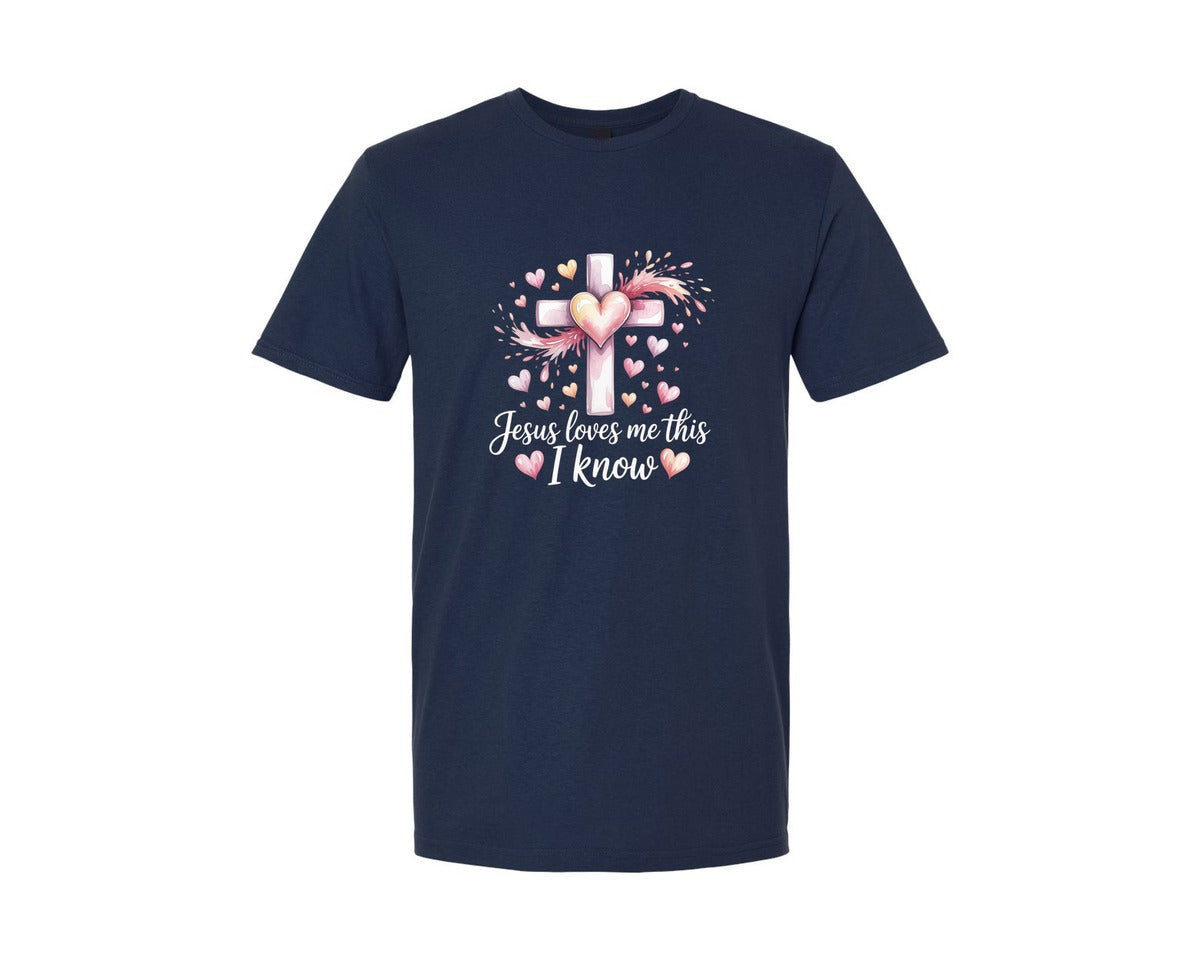 brand:Generic|color:Navy|Jesus Loves Me This I Know Valentine 3 Graphic T-Shirt