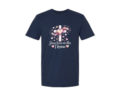 brand:Generic|color:Navy|Jesus Loves Me This I Know Valentine 3 Graphic T-Shirt