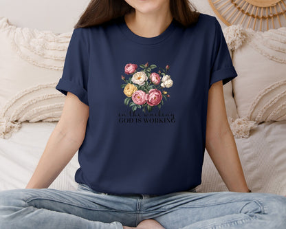 brand:Bella Canvas|color:Navy|In The Waiting God Is Working 2 Graphic T-Shirt