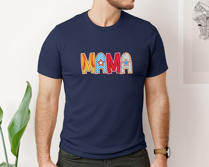 brand:Bella Canvas|color:Navy|Retro Softball Mama Softball Graphic T-Shirt