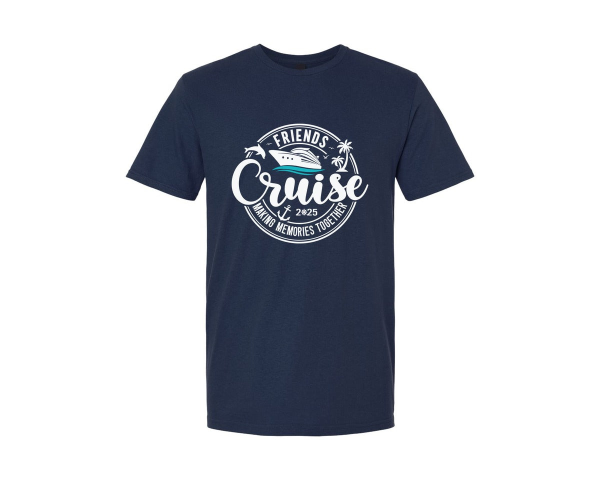 brand:Generic|color:Navy|Friends Cruise 2025 Girls Vacation Trip Graphic T-Shirt