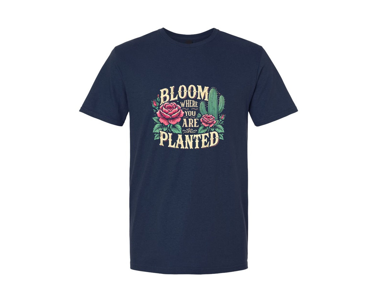 brand:Generic|color:Navy|Bloom Where You Are Planted T Shirt Graphic T-Shirt