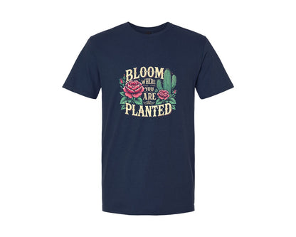 brand:Generic|color:Navy|Bloom Where You Are Planted T Shirt Graphic T-Shirt