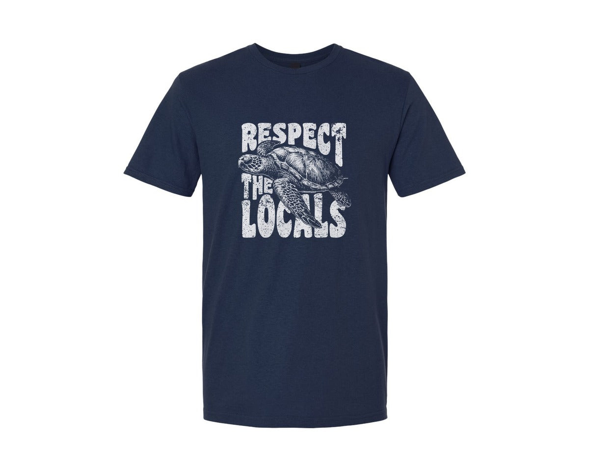 brand:Generic|color:Navy|Respect The Locals Sea Turtle Retro Shir Graphic T-Shirt