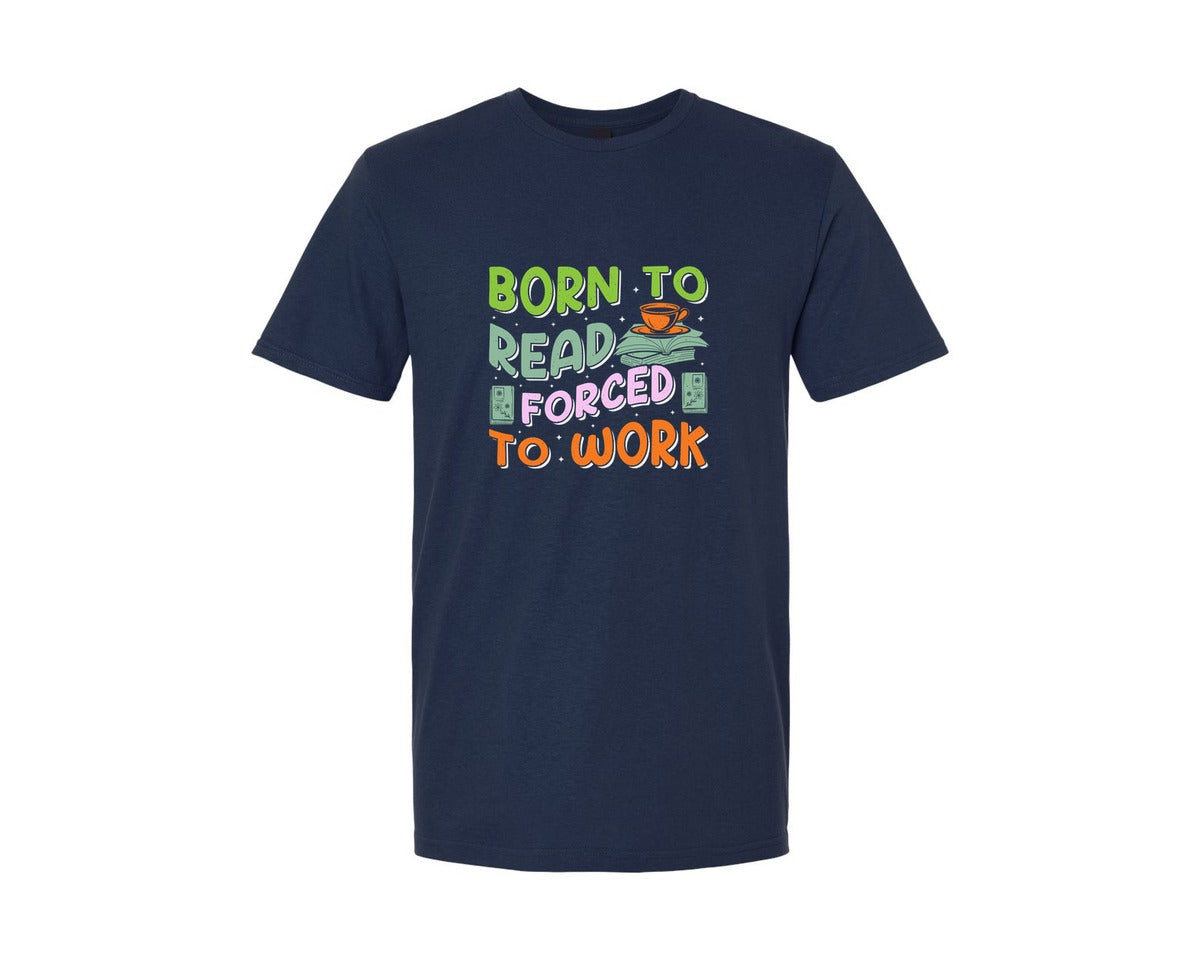 brand:Generic|color:Navy|Forced To Work Reading Shirt Graphic T-Shirt