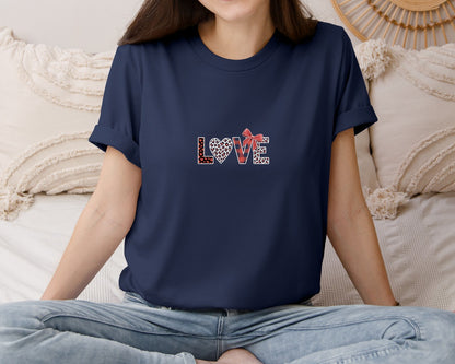 brand:Bella Canvas|color:Navy|Leopard Love Graphic T-Shirt