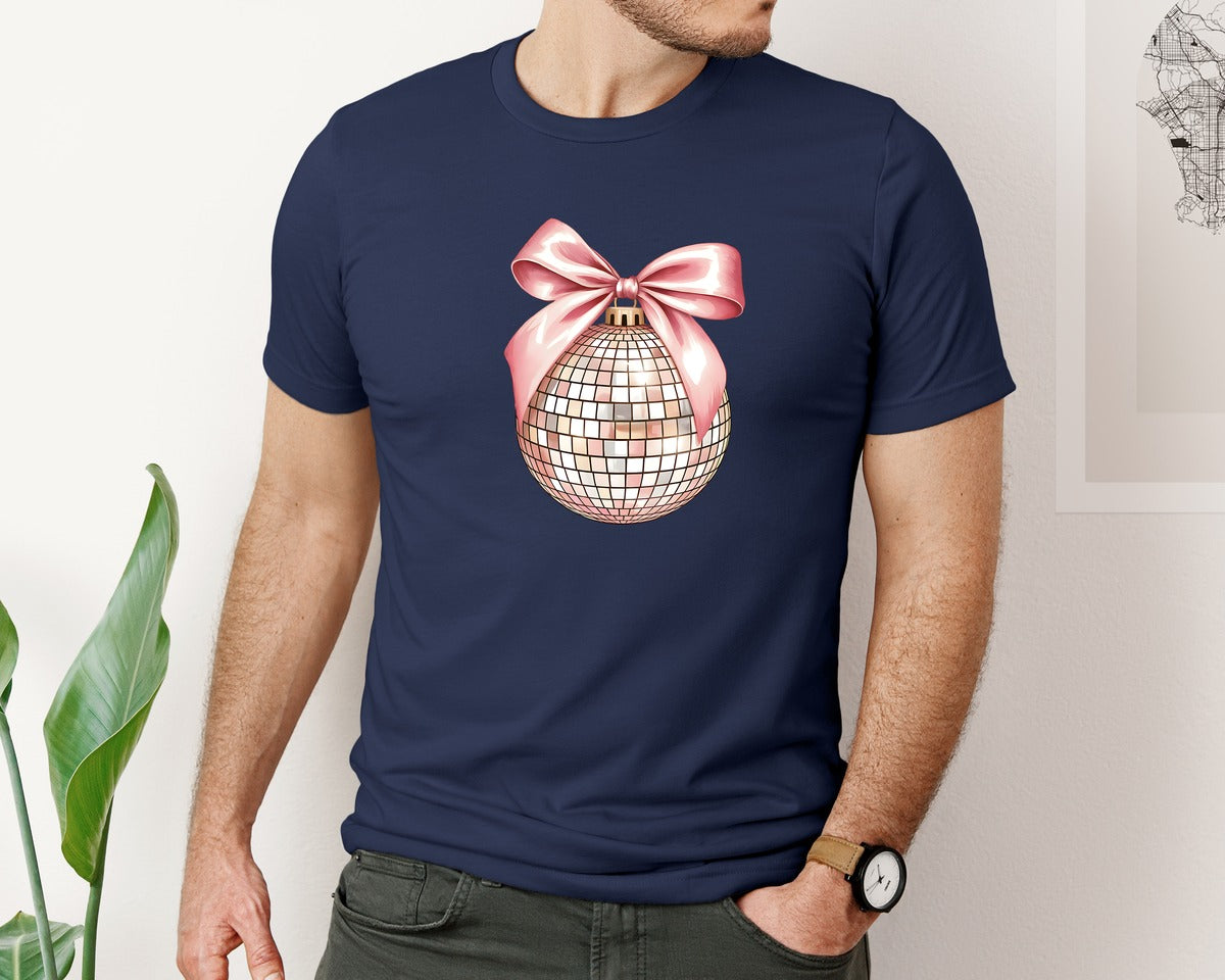 brand:Bella Canvas|color:Navy|2026 New Years Disco Ball Pnghello 2026 Graphic T-Shirt