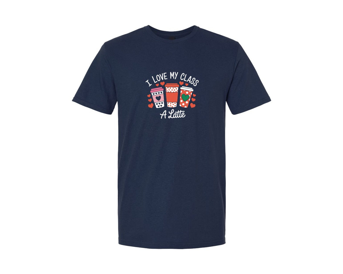 brand:Generic|color:Navy|Teacher Valentine Coffee Cup Graphic T-Shirt