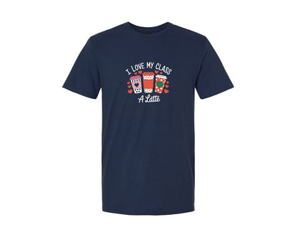 brand:Generic|color:Navy|Teacher Valentine Coffee Cup Graphic T-Shirt