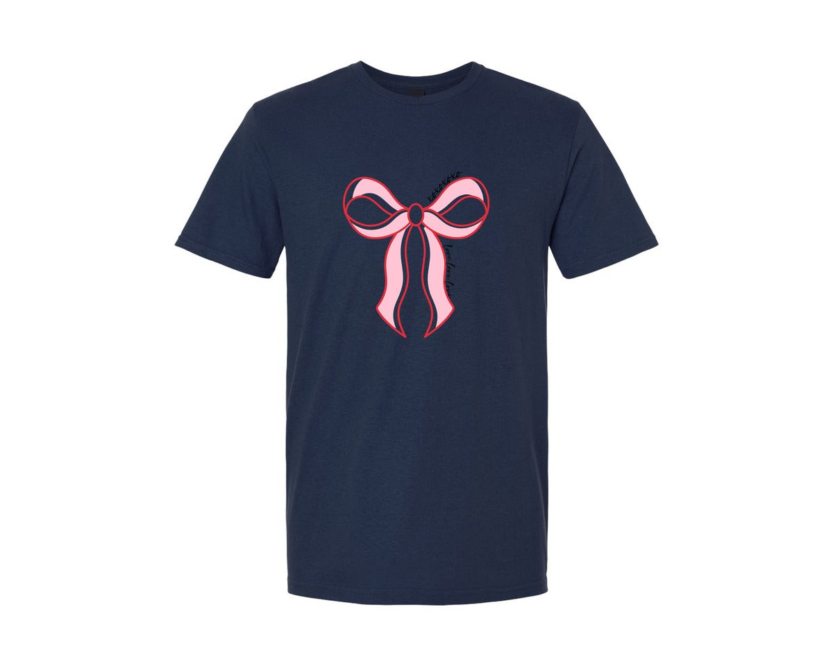 brand:Generic|color:Navy|Valentine Coquette Bow Xoxo 3 Graphic T-Shirt