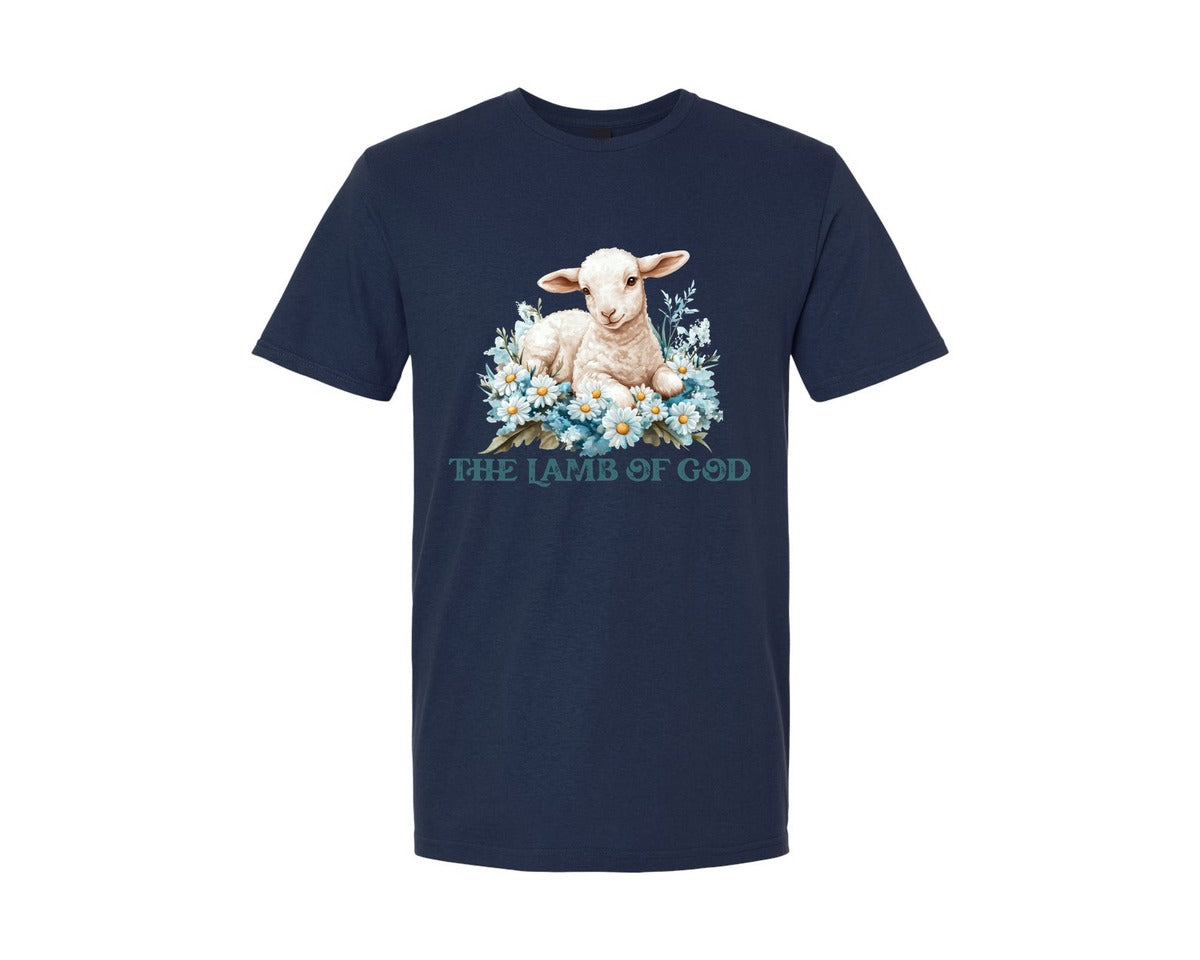 brand:Generic|color:Navy|Easter Lamb Of God Christian Graphic T-Shirt