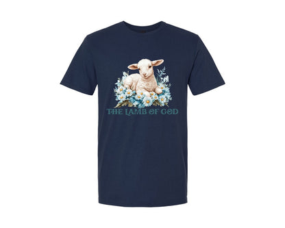 brand:Generic|color:Navy|Easter Lamb Of God Christian Graphic T-Shirt
